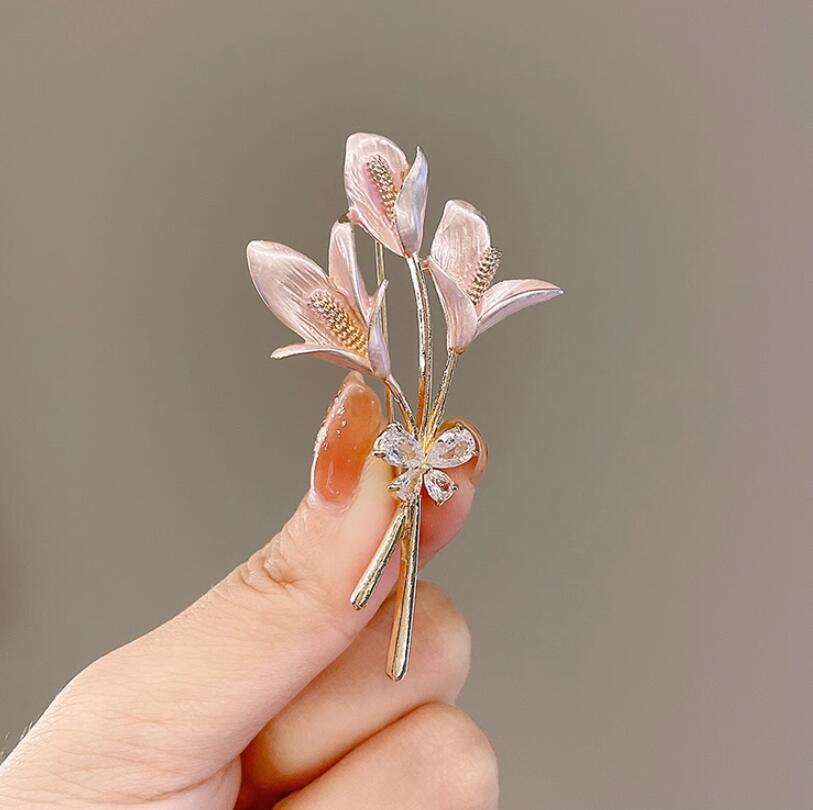 Lily Butterfly Brooch for Women, Elegant Floral Pin
