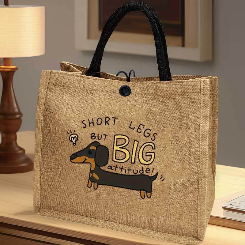 Daxs Hound Print Linen Handbag