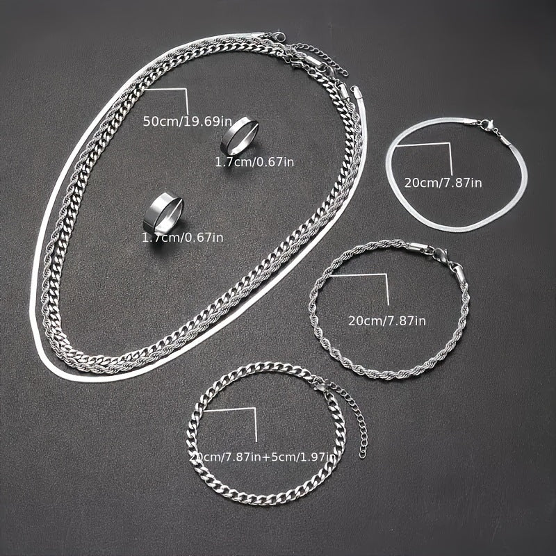 Stainless steel necklace and bracelet jewelry set