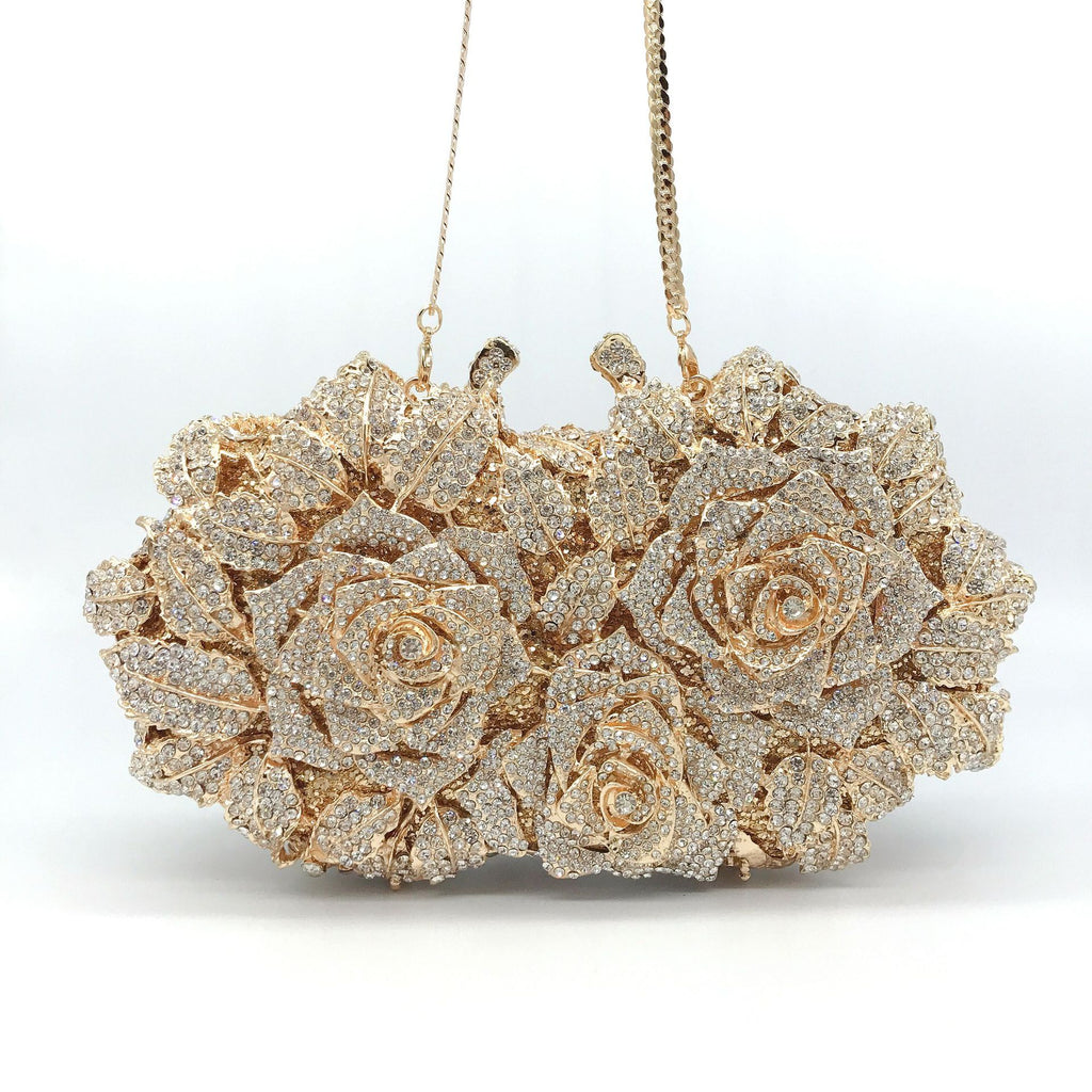 Cut Out Rose Flower Diamond Dinner Bag