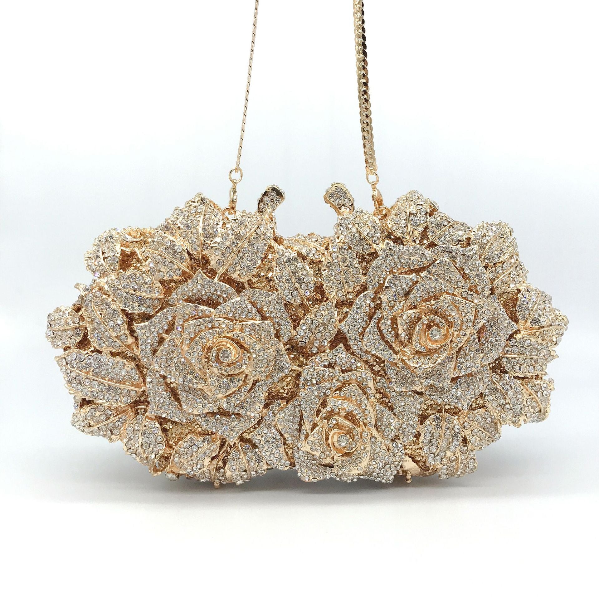 Cut Out Rose Flower Diamond Dinner Bag