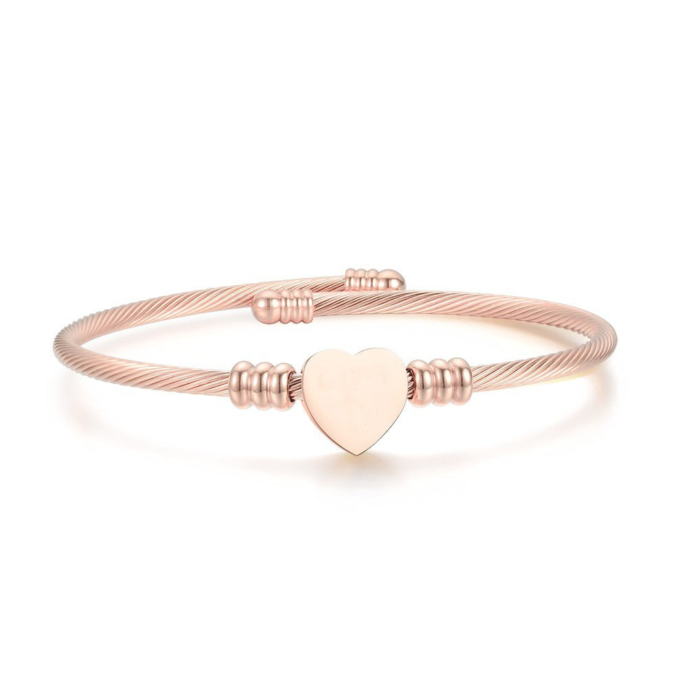 Trendy Titanium Steel Heart-Shaped DIY Bracelet for Women