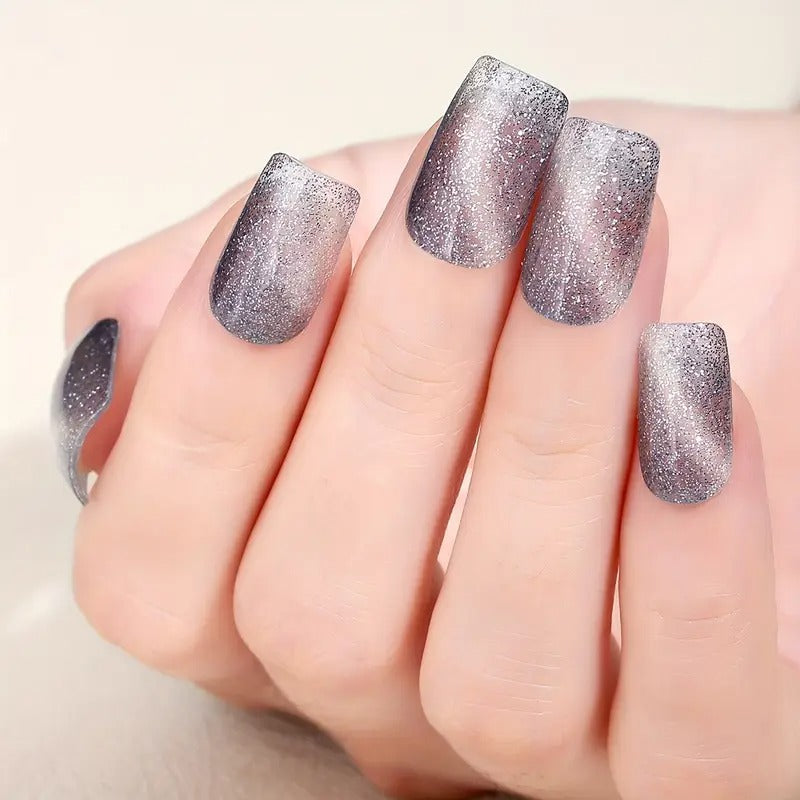 Cat Eye Nail Art Stickers with Glitter and Nail File