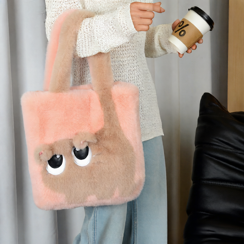 Plush single-shoulder handbag