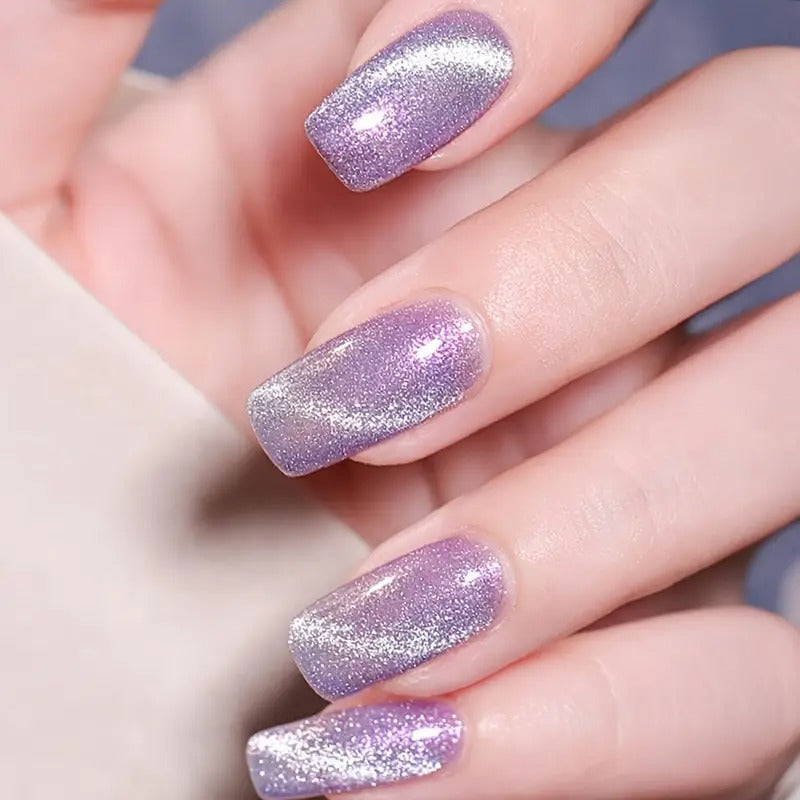 Cat Eye Nail Art Stickers with Glitter and Nail File