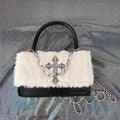 Gothic Fluffy Cross Mini Bag with Detachable Chain Strap