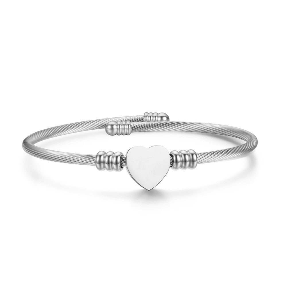 Trendy Titanium Steel Heart-Shaped DIY Bracelet for Women