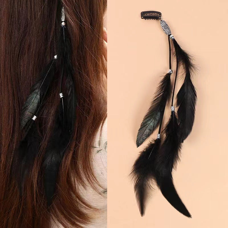 Vintage Feather Hairpin with Tassel Bohemian Hair Accessories