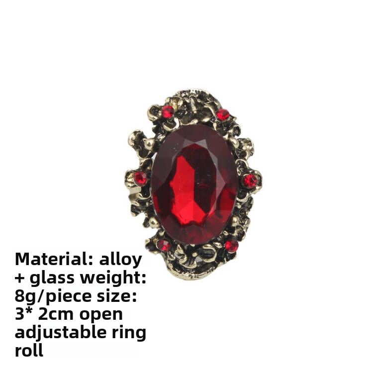 Retro Adjustable Crystal Stone Ring for Women - Vintage Geometric Jewelry