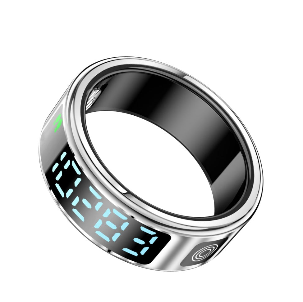 SR08 Smart Ring With Display Touch Charging Stand Page Turning Photo Smart Ring Heart Rate Blood Oxygen Sleep