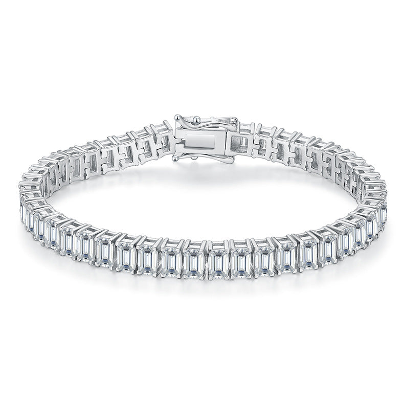 European And American Cross-Border Men&#039;s And Women&#039;s Special-Shaped Tennis Bracelet S925 Sterling Silver Moissanite 18K White Gold High-End Tennis Chain