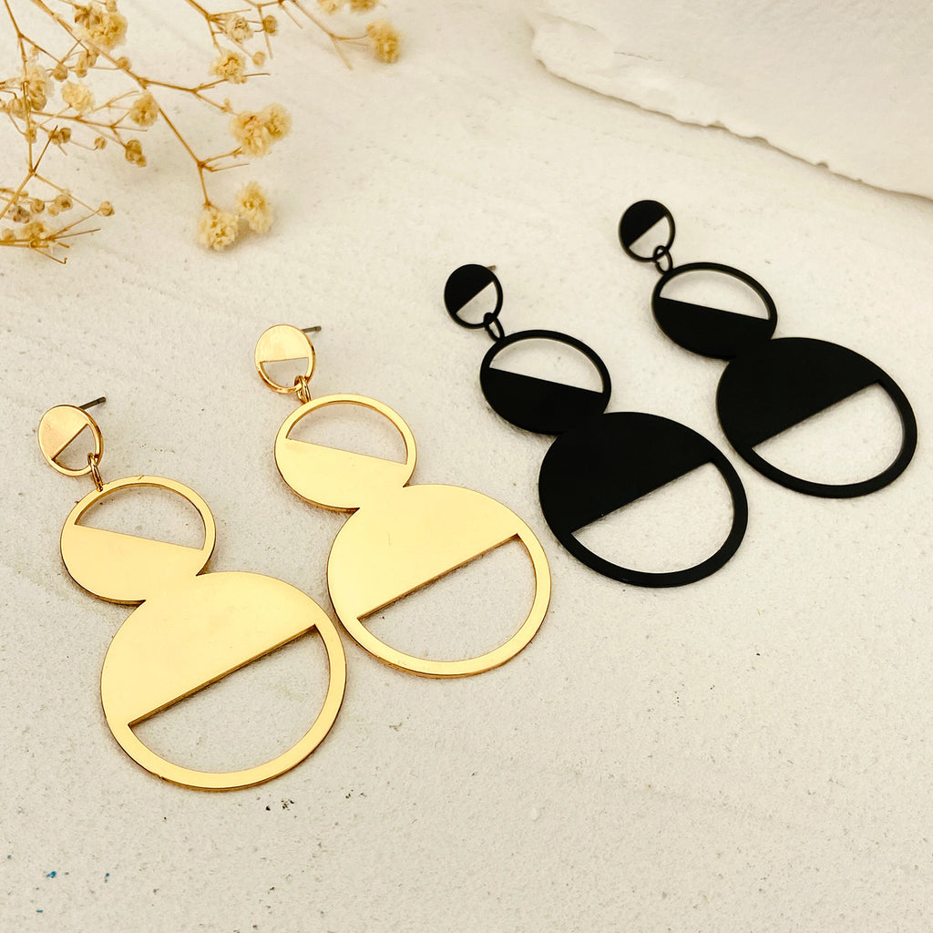 Pleated Geometric Glossing Earrings Women&#039;s Light Luxury High-end Earrings Exaggerated Personality