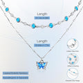 Blue Butterfly Necklace for Women Layered Necklace with Beaded Chain Silver Necklace with Dainty Pendant Jewelry Sets for Trendy Fashion Accessories Gifts for Birthday Mothers Day