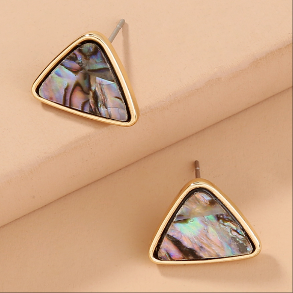 Vintage Joker Triangle Inlaid Natural Abalone Bei Earrings Women Earrings Wholesale
