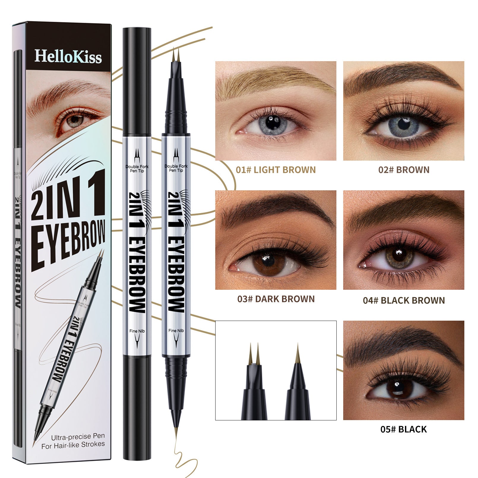 HelloKiss Dual-ended Waterproof Eyebrow Pencil