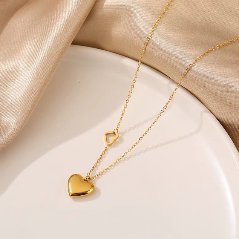 Women's Necklace Full Diamond Delicate Necklace Rose Gold Plated Heart Pendant Necklace with White Zircon Elegant Women's Jewelry Gifts for Anniversaries and Valentine's Day