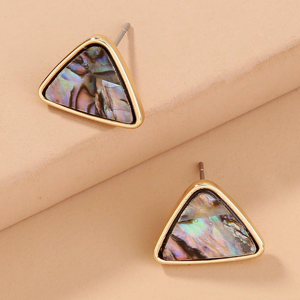 Vintage Joker Triangle Inlaid Natural Abalone Bei Earrings Women Earrings Wholesale