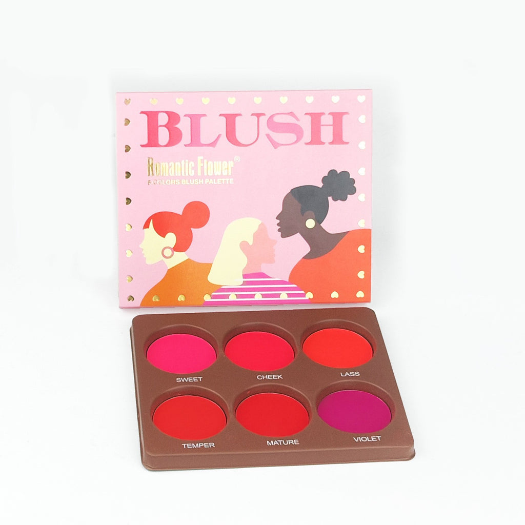 A 6-color blush makeup plate