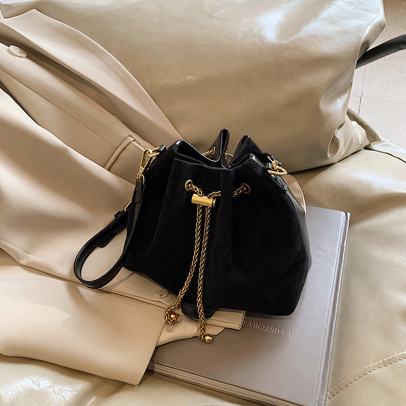 Retro Frosted Small Crossbody Bucket Bag