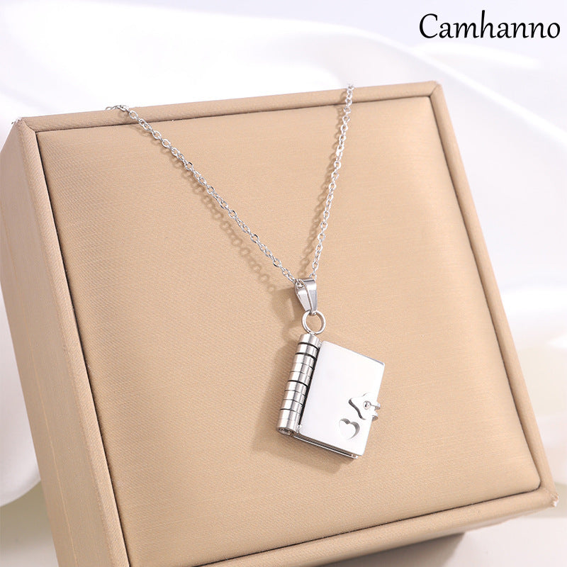 Titanium steel girls love letter necklace can be opened