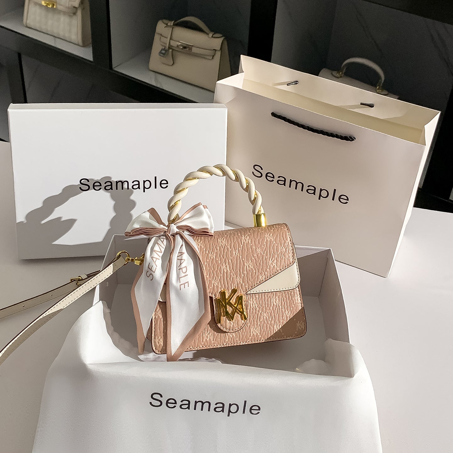 Women's Genuine Leather Small Square Handbag