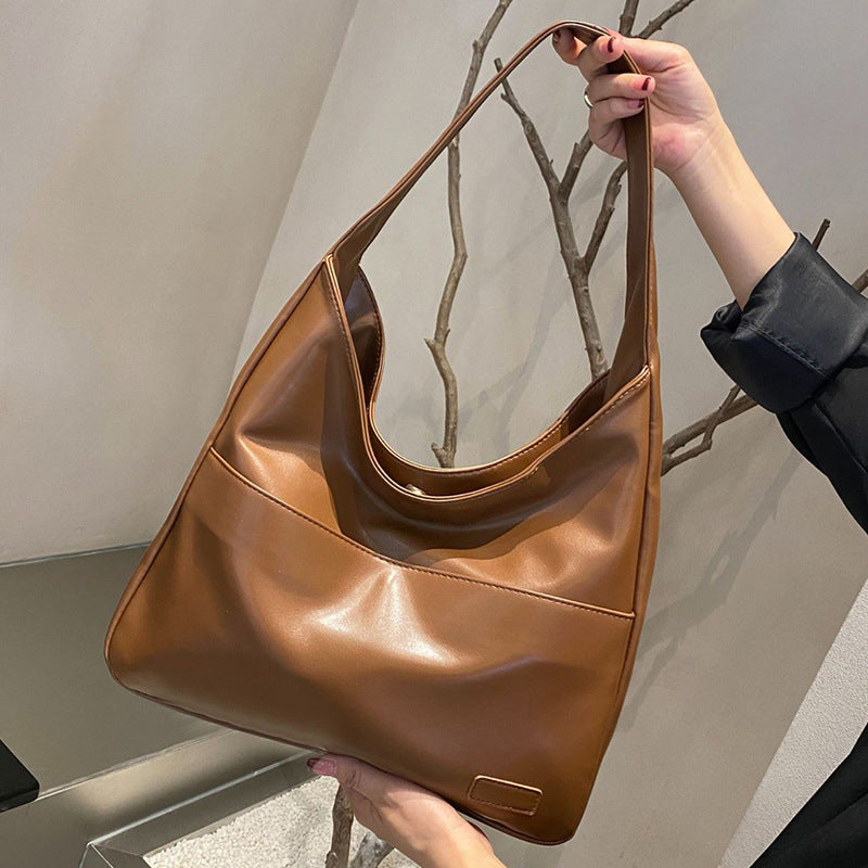 Retro Large Capacity PU Shoulder Tote Bag
