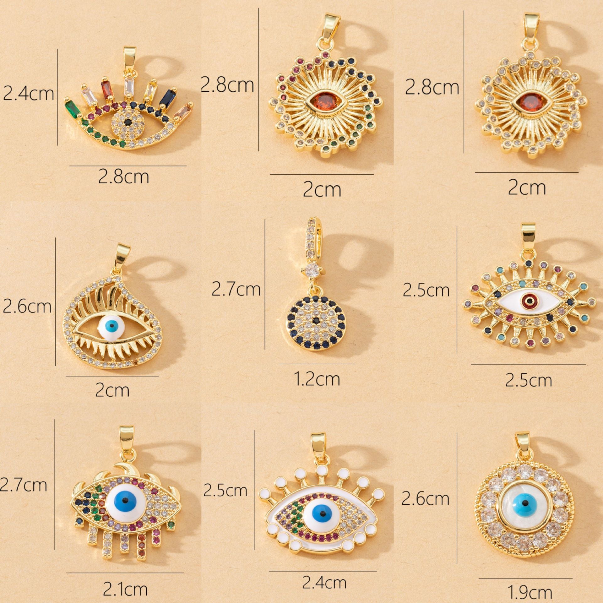 Devil's Eye Copper Pendant for DIY Jewelry