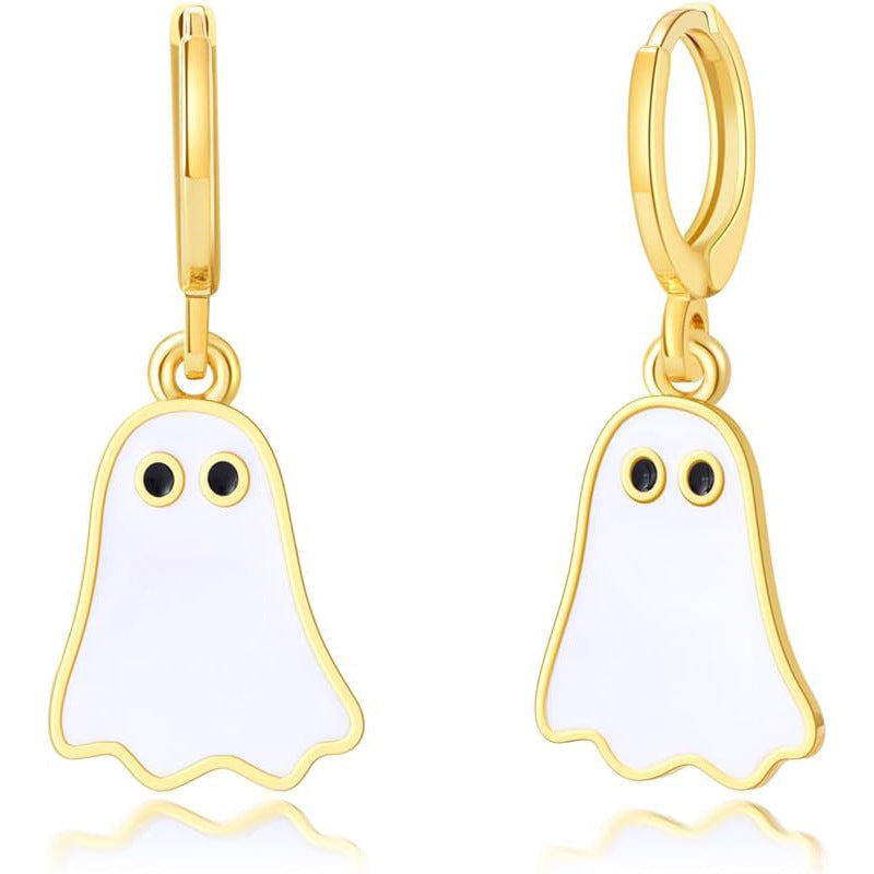 Amazon Cross-border European and American Halloween Walking Ghost Golden Ghost Cute Funny Naughty Earrings for Women