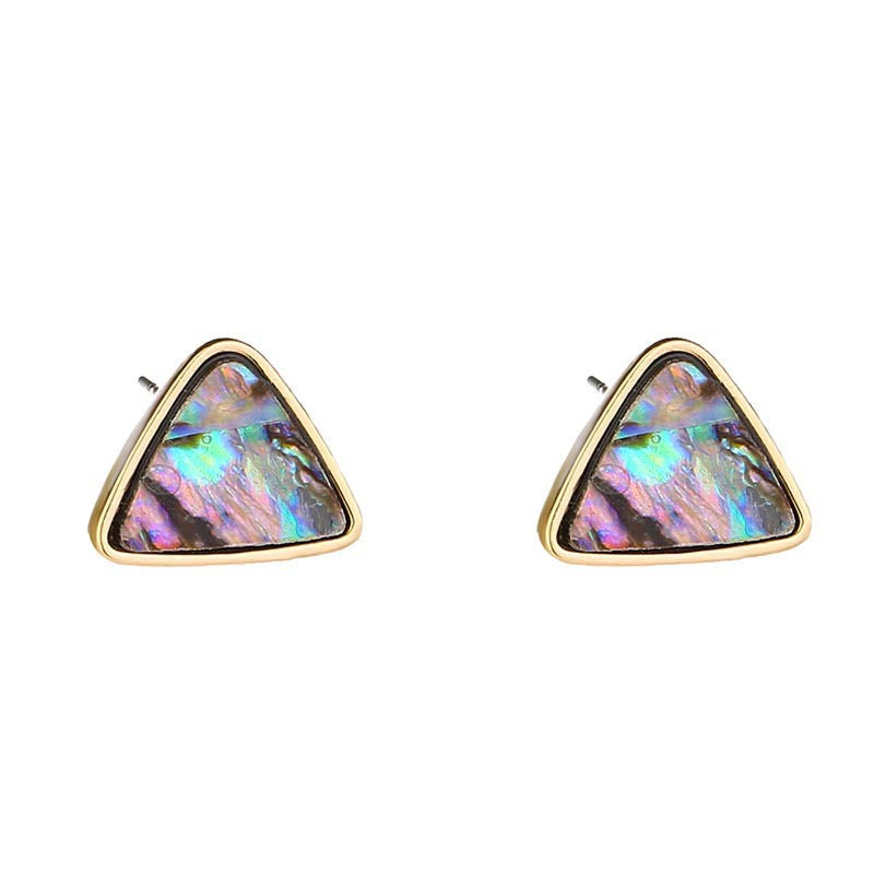 Vintage Joker Triangle Inlaid Natural Abalone Bei Earrings Women Earrings Wholesale