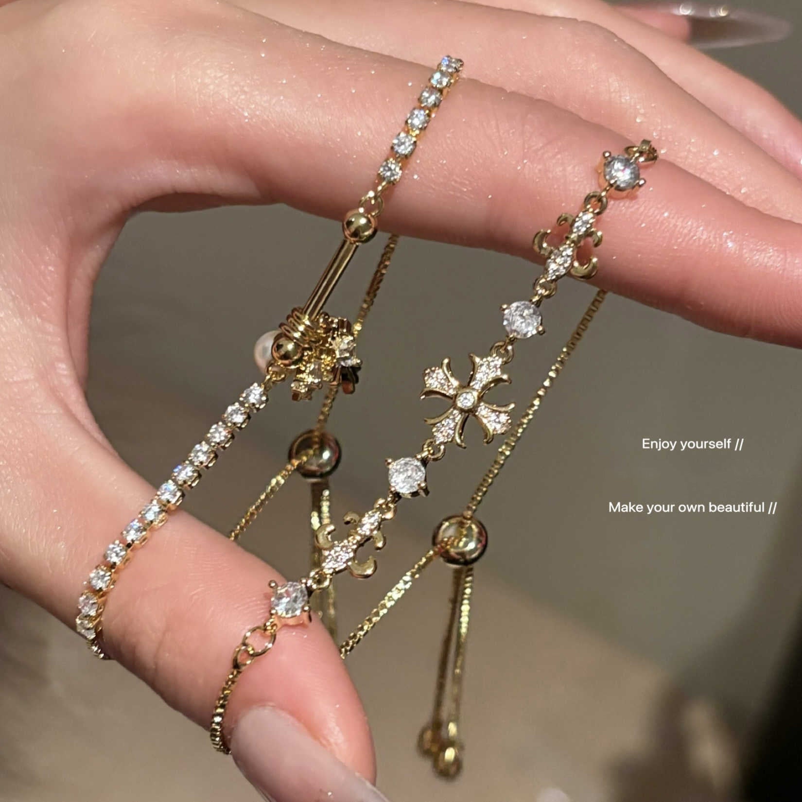 Light Luxury Zircon Imitation Pearl Hand Jewelry