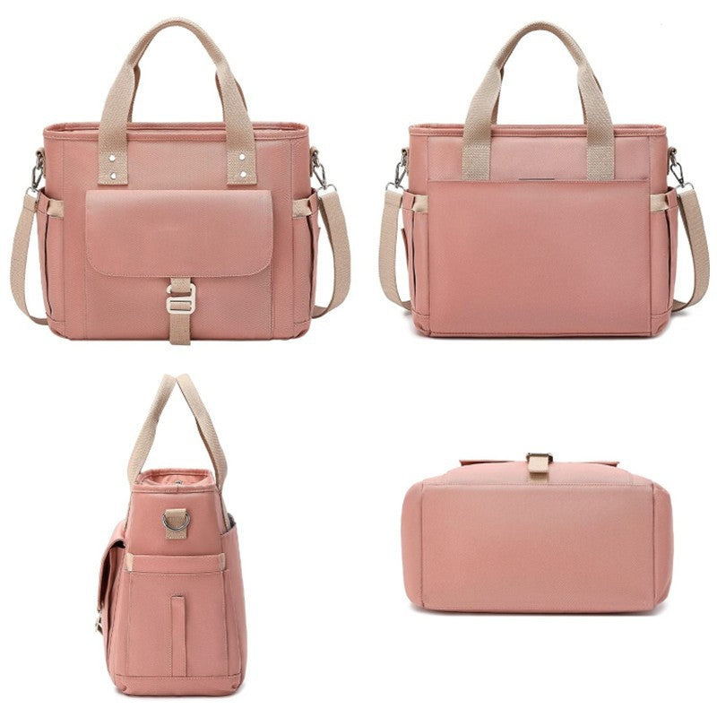 Wide Opening Insulated Lunch Bag with Detachable Strap and Side Pockets