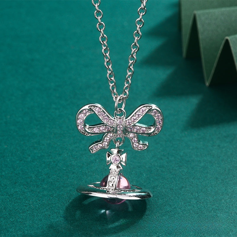 Saturn Pearl Pendant Necklace for Women