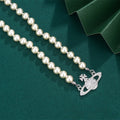 Saturn Pearl Pendant Necklace for Women
