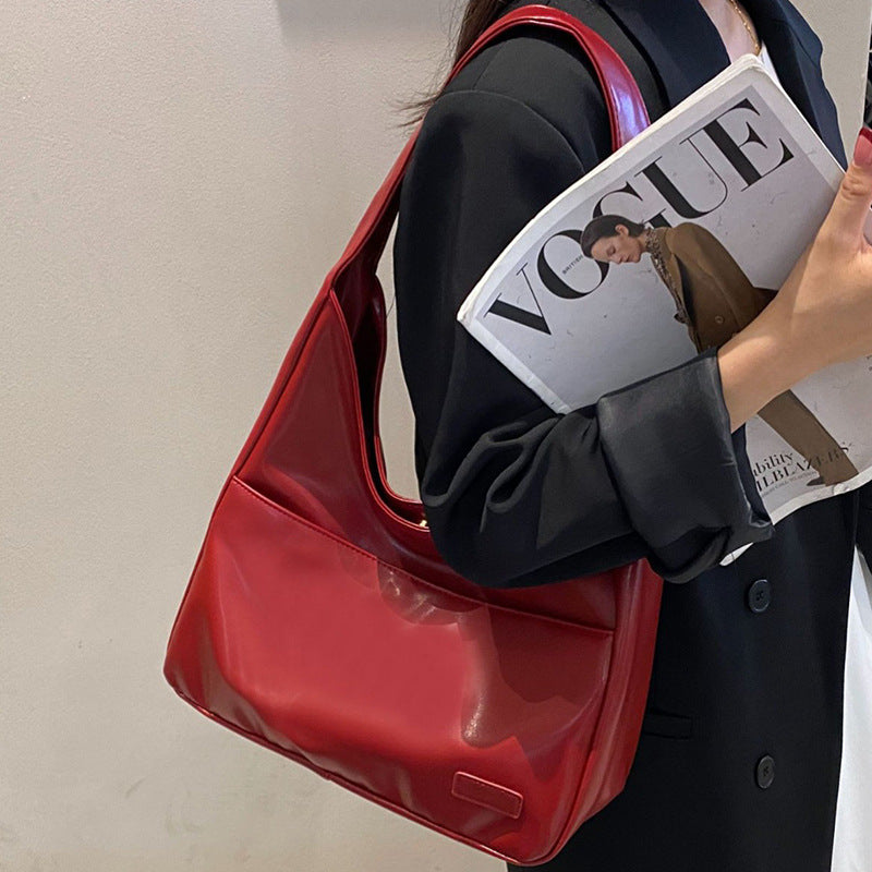 Retro Large Capacity PU Shoulder Tote Bag
