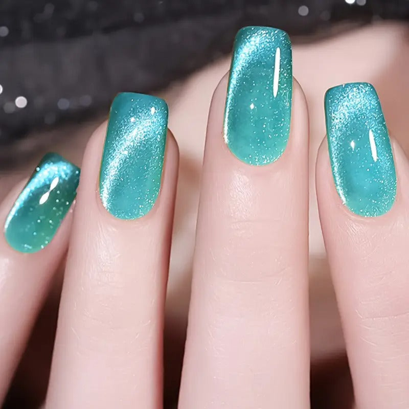 Cat Eye Nail Art Stickers with Glitter and Nail File