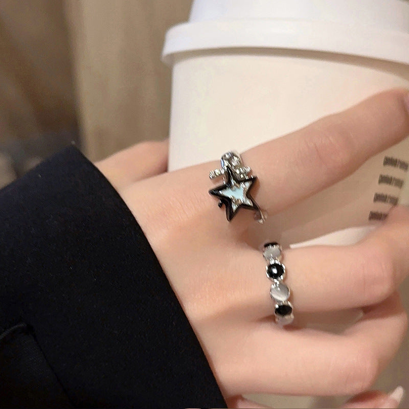Blue Star Ring Women Premium Feeling Cat's Eye Stone Index Ring