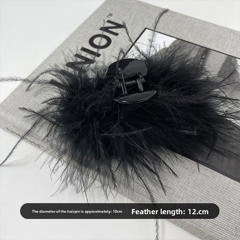 Elegant Ostrich Feather Hair Clip for Women