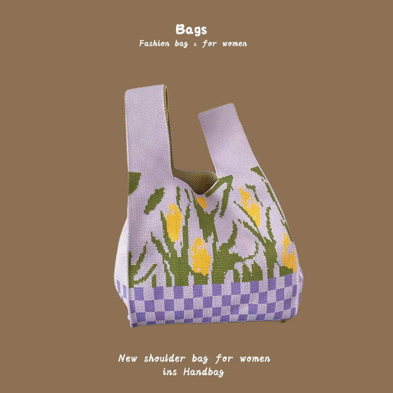 Women's Knitted Wool Bucket Bag