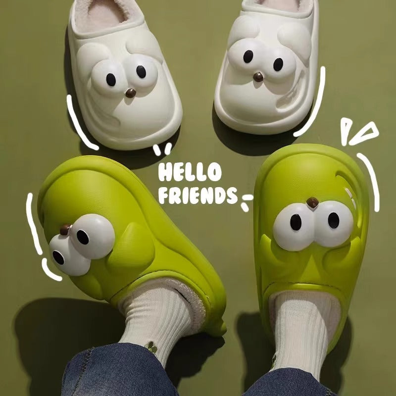 Cartoon cute big-eyed dog waterproof cotton slippers