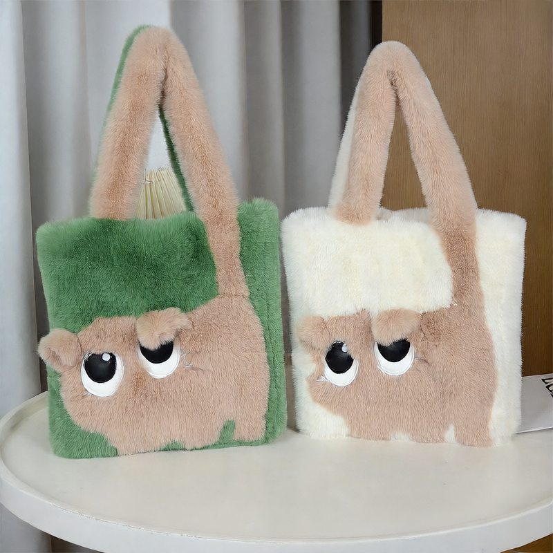 Plush single-shoulder handbag