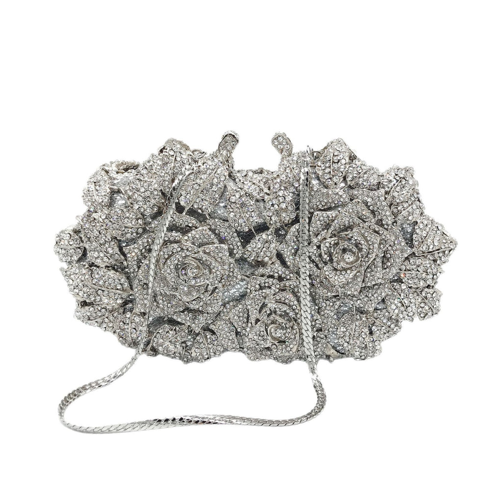 Cut Out Rose Flower Diamond Dinner Bag