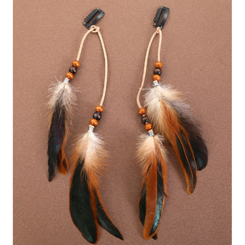 Vintage Feather Hairpin with Tassel Bohemian Hair Accessories