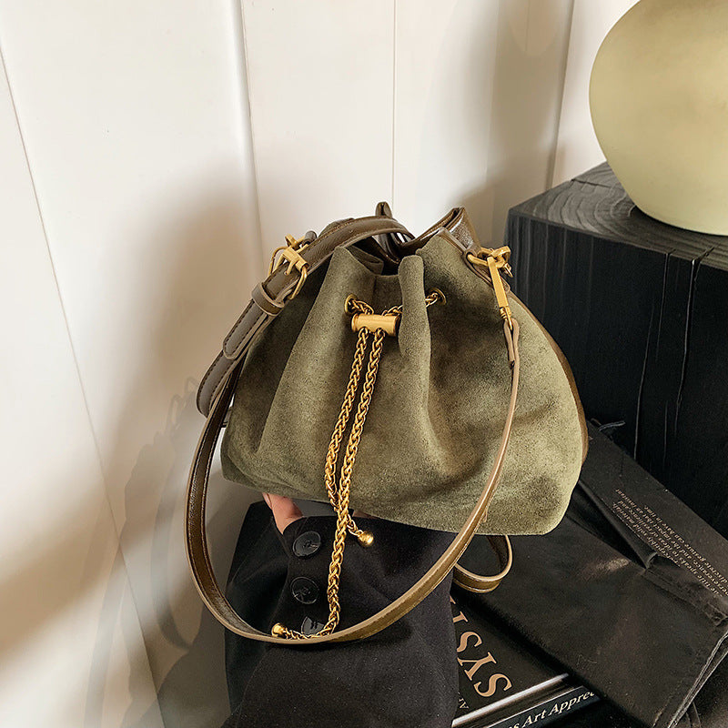 Retro Frosted Small Crossbody Bucket Bag