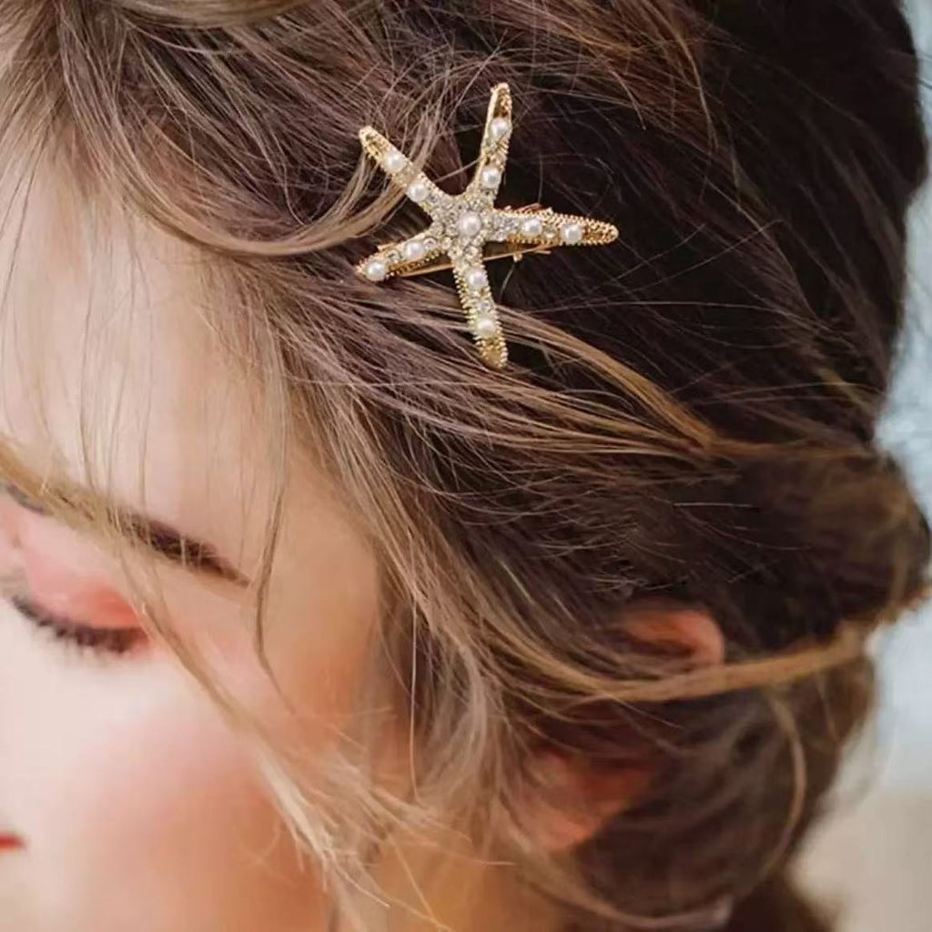 Starfish Pearl Diamond Hairpin for Women