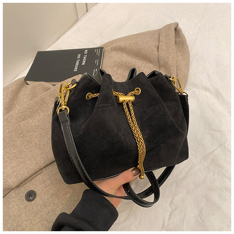 Retro Frosted Small Crossbody Bucket Bag