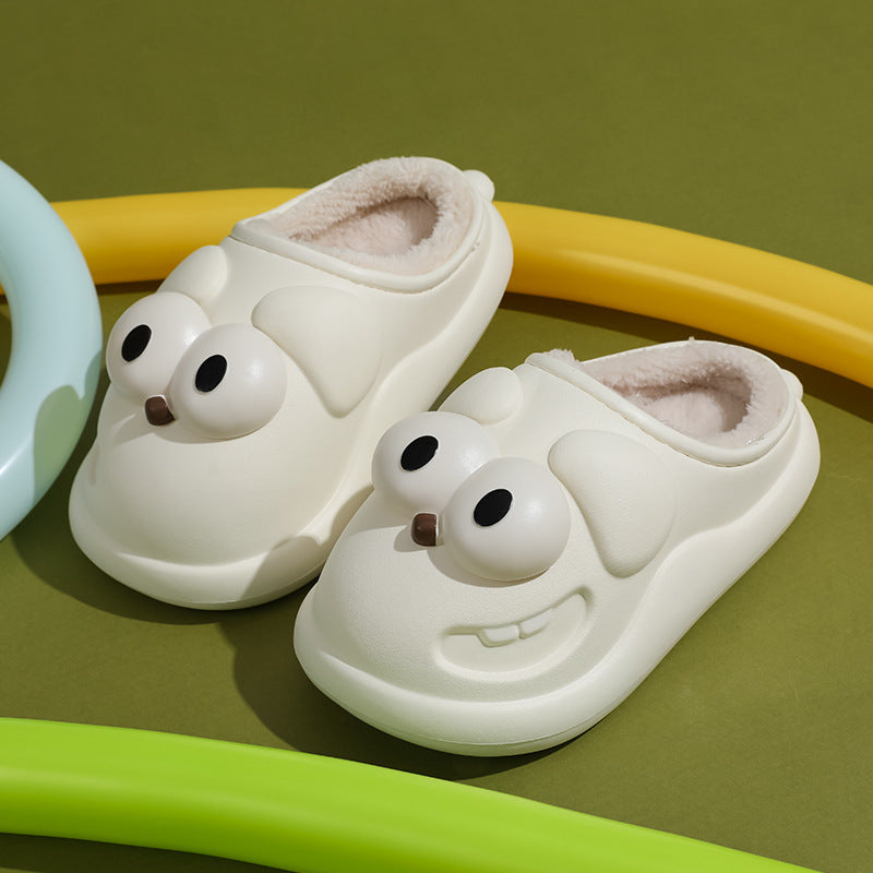 Cartoon cute big-eyed dog waterproof cotton slippers