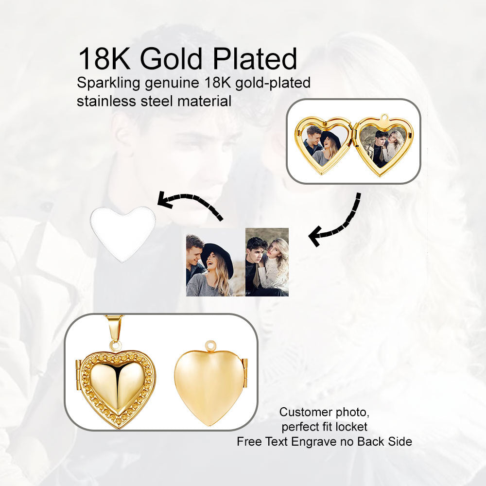 Stainless steel heart necklace can be opened heart-shaped photo frame photo box