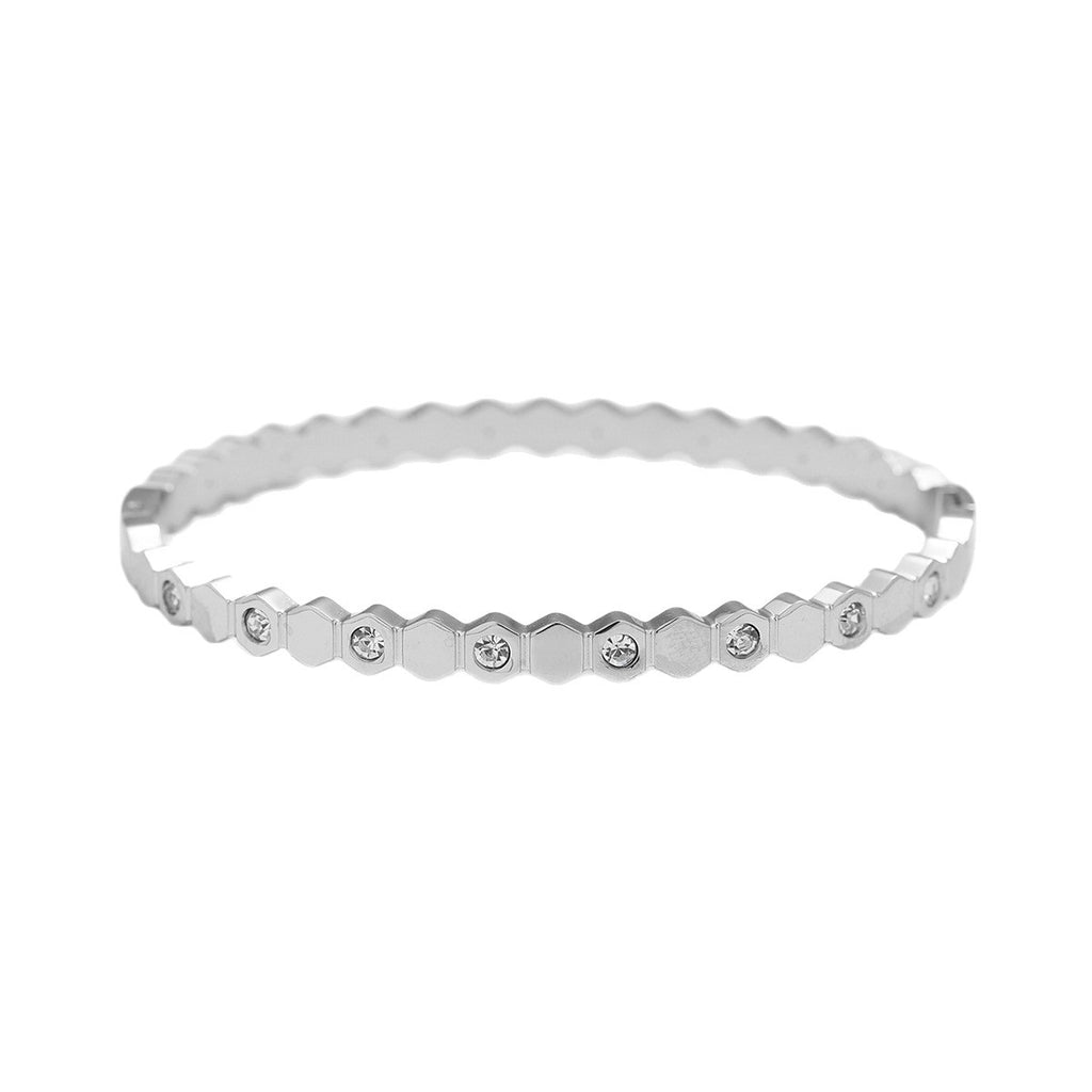 Titanium Steel Hollow Diamond Bracelet for Women