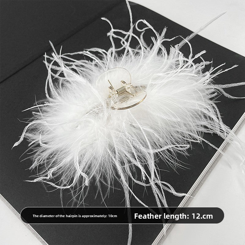 Elegant Ostrich Feather Hair Clip for Women