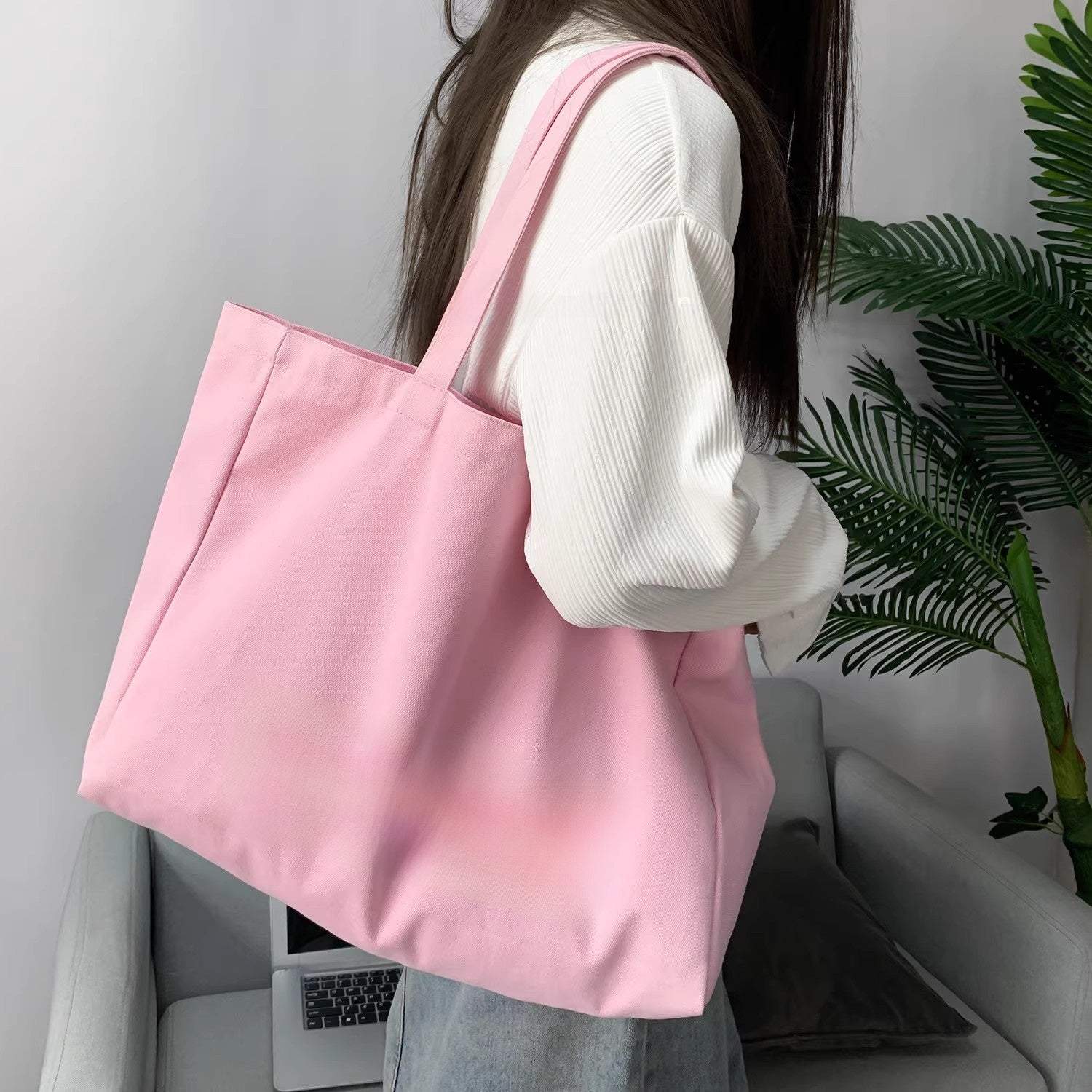 Simple Large Canvas Tote Bag
